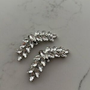Elegant Silver Crystal Shoe Clips